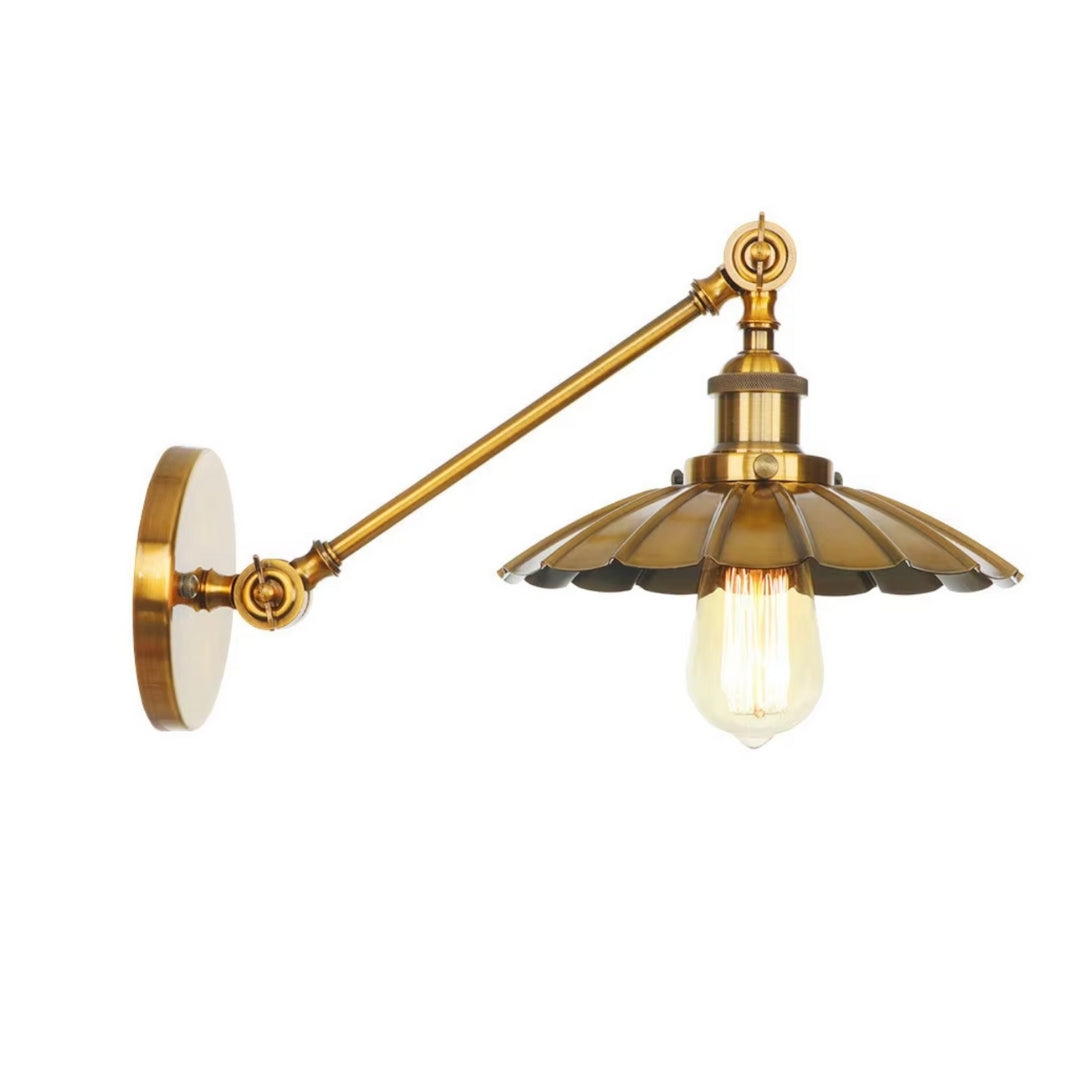 classic gold swing arm wall sconce for bedroom reading light or bedside decor