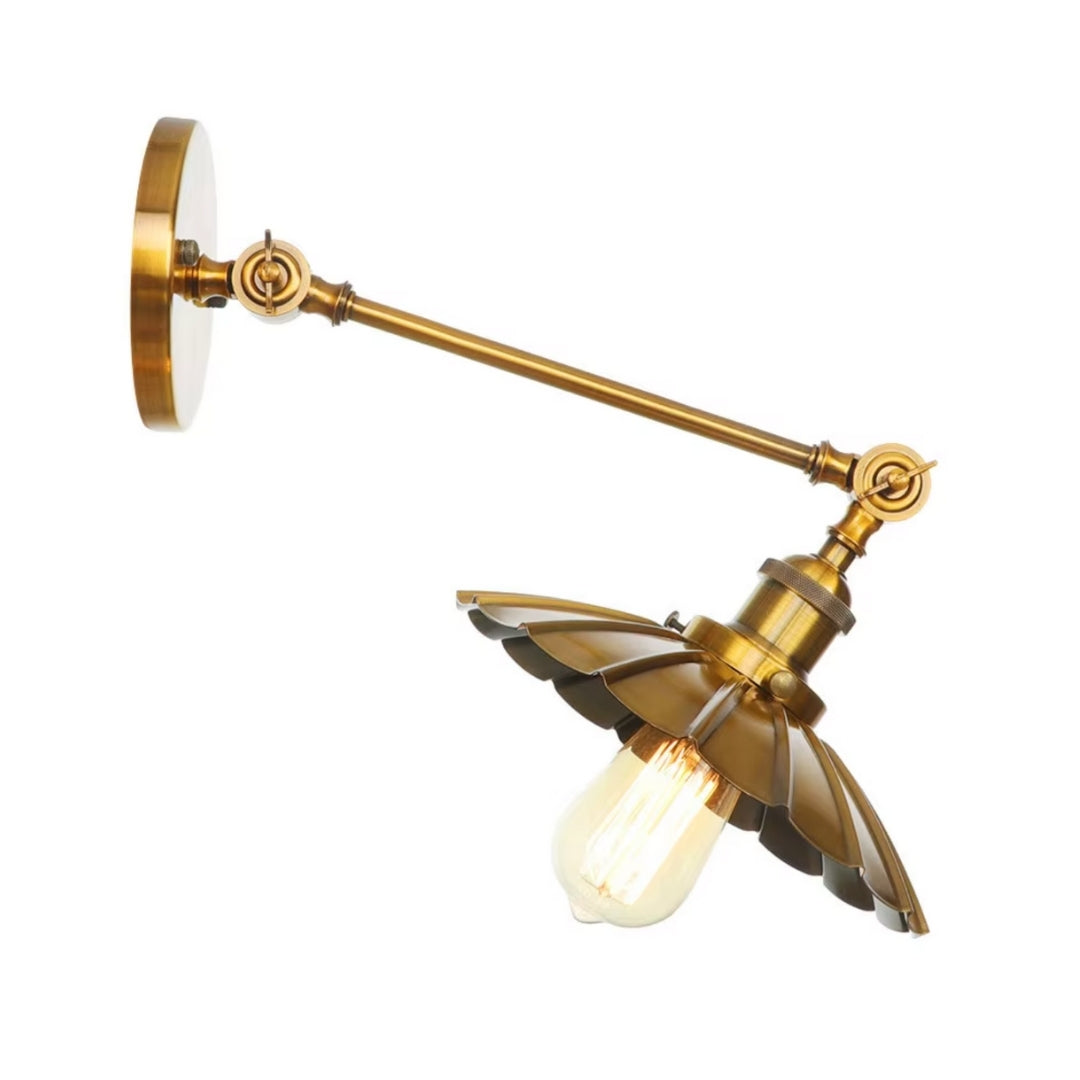 gold swing arm wall sconce, ideal for stylish dining room lighting or accent lighting