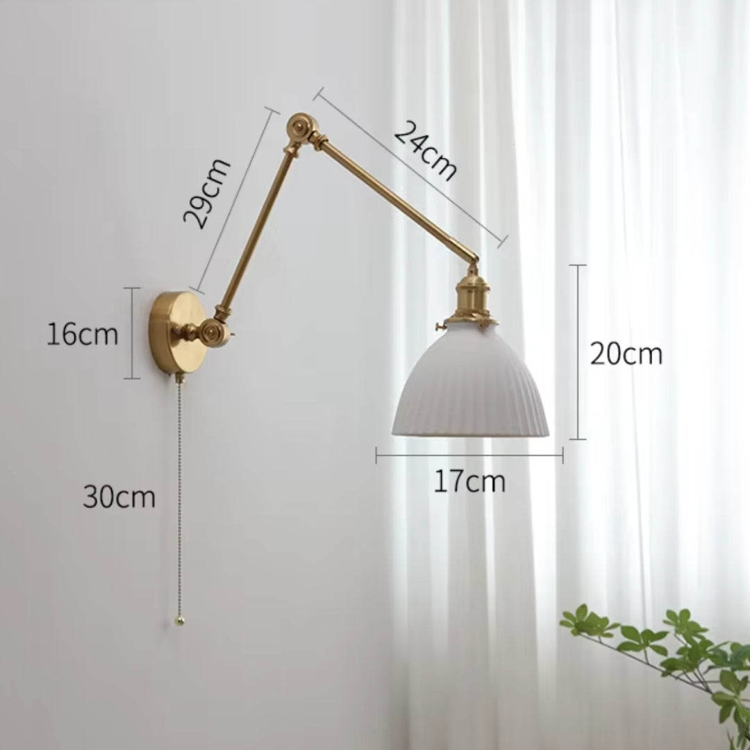 Gold classic swing arm wall sconce for living room, bathroom, kitchen ideal for adjustable lighting with timeless design