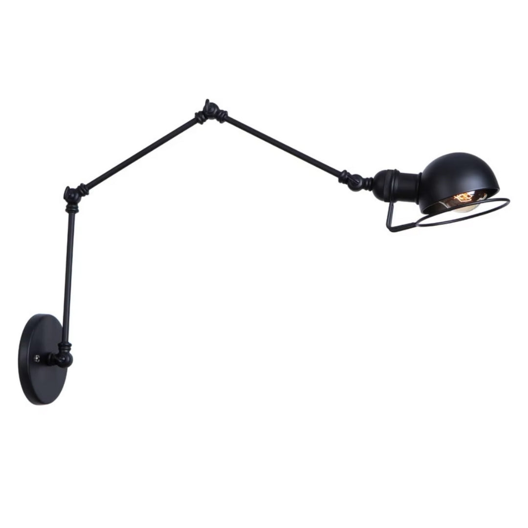 black adjustable swing arm wall light for bedroom, perfect for reading or accenting your decor