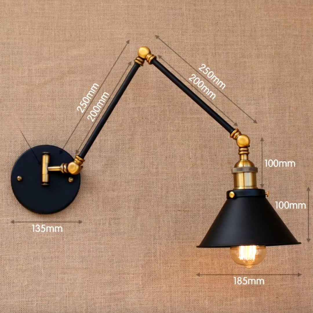 cozy black swing arm wall light for living room, perfect for creating a relaxed and warm lighting atmosphere