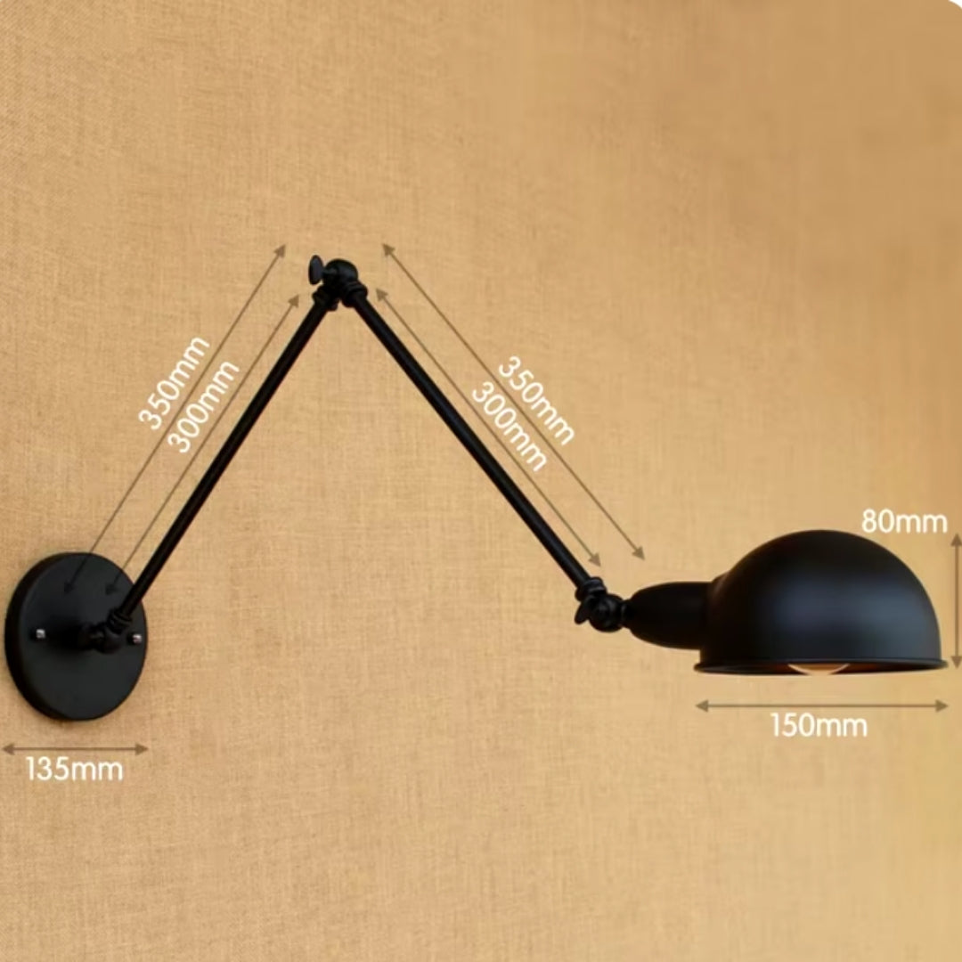 black swing arm wall light for office lighting or study area, perfect for focused work