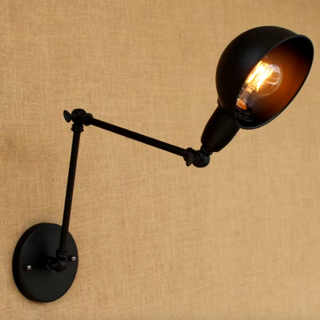 contemporary black swing arm wall sconce, ideal for dining room task or accent lighting