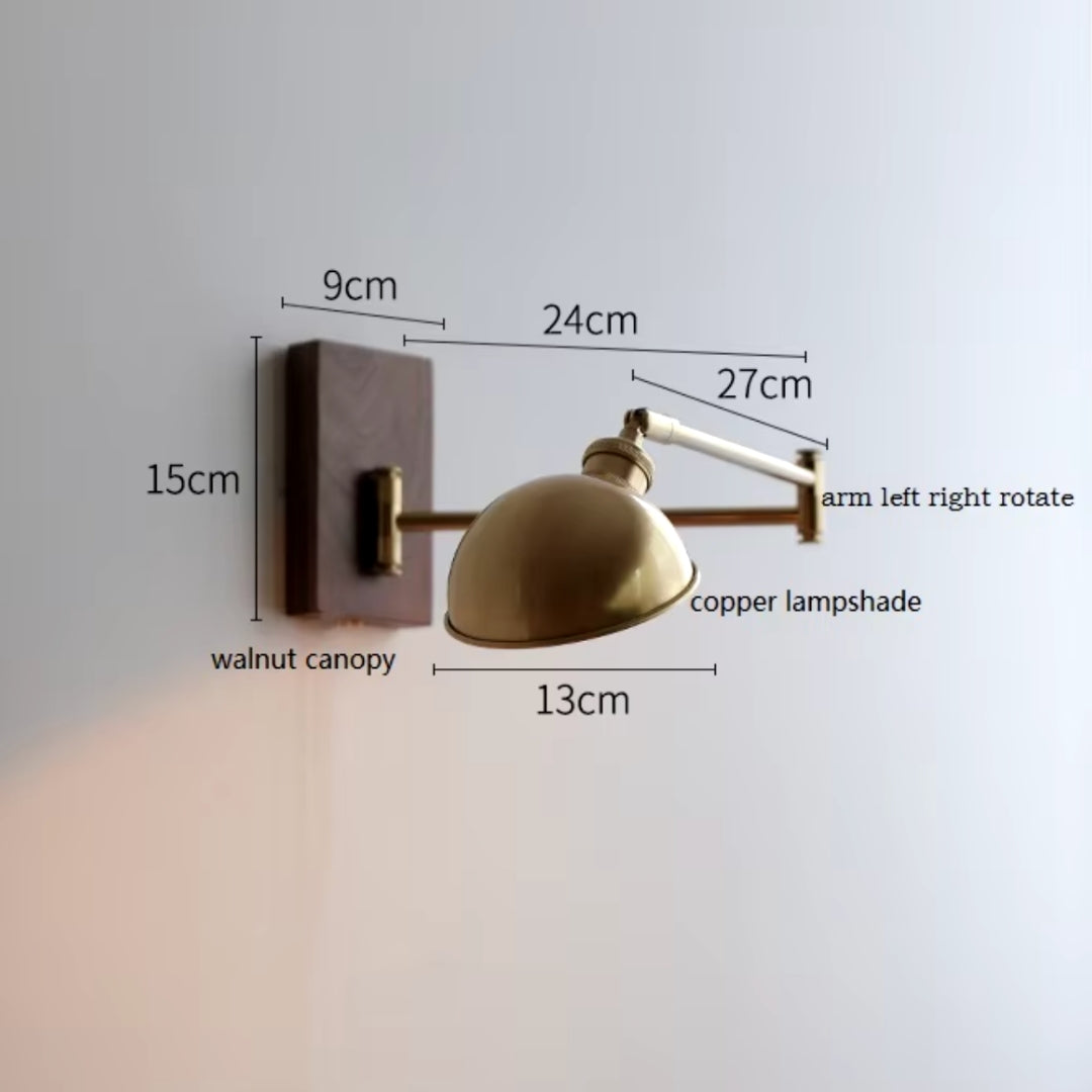 Swing arm sconce mounted on the wall in a home office, providing adjustable, focused lighting for reading and work tasks