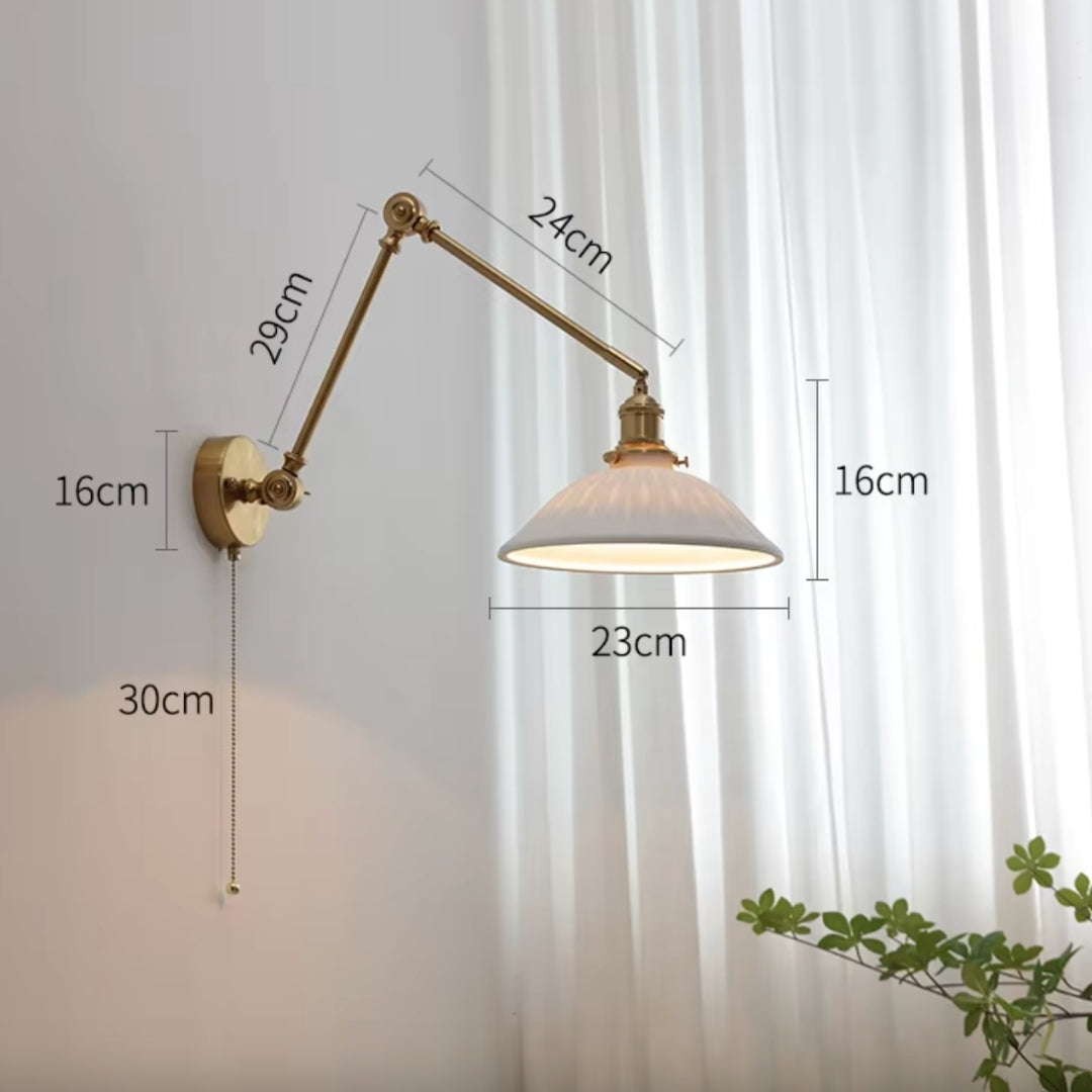 dimmable swing arm wall light for living room, providing versatile lighting for various settings