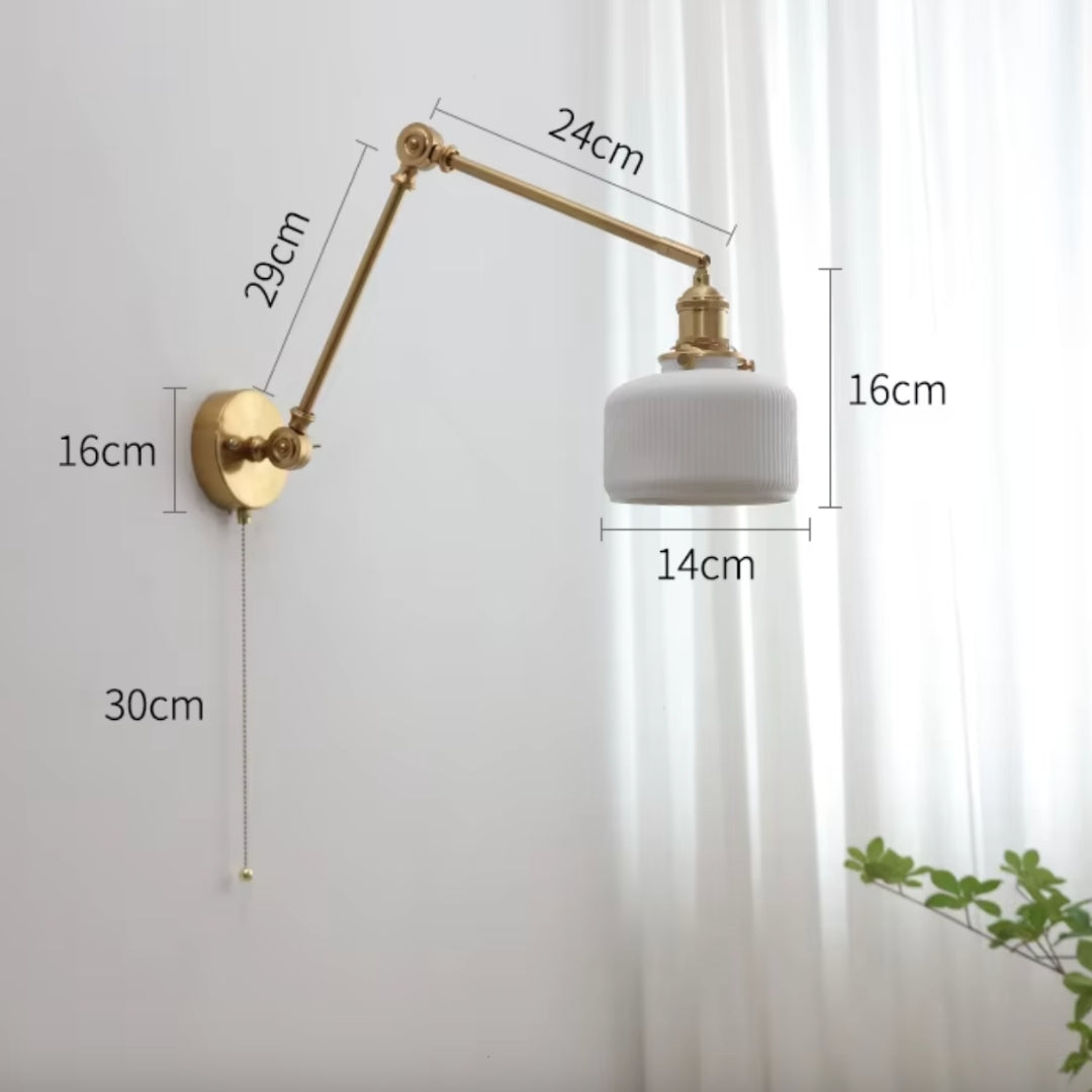 swing arm wall sconce for bedside nightstand, ideal for reading light and functional decor